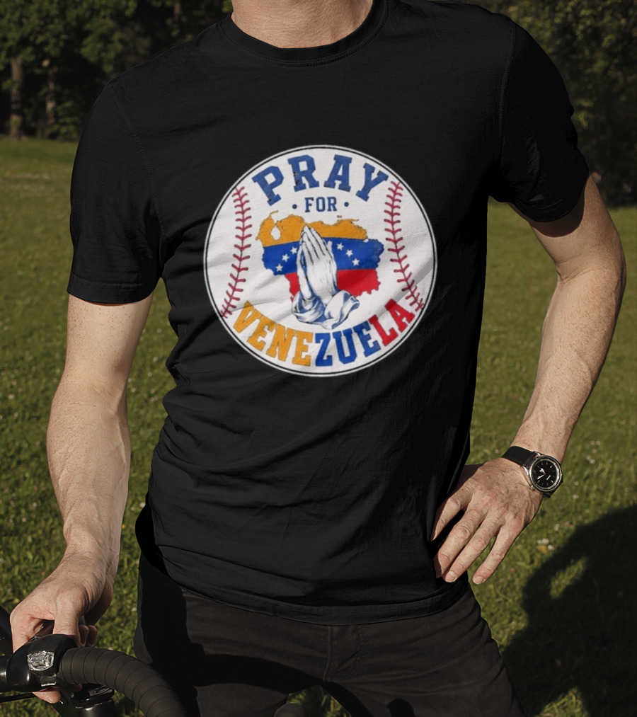 Pray For Venezuela Baseball Map Hands T-Shirt