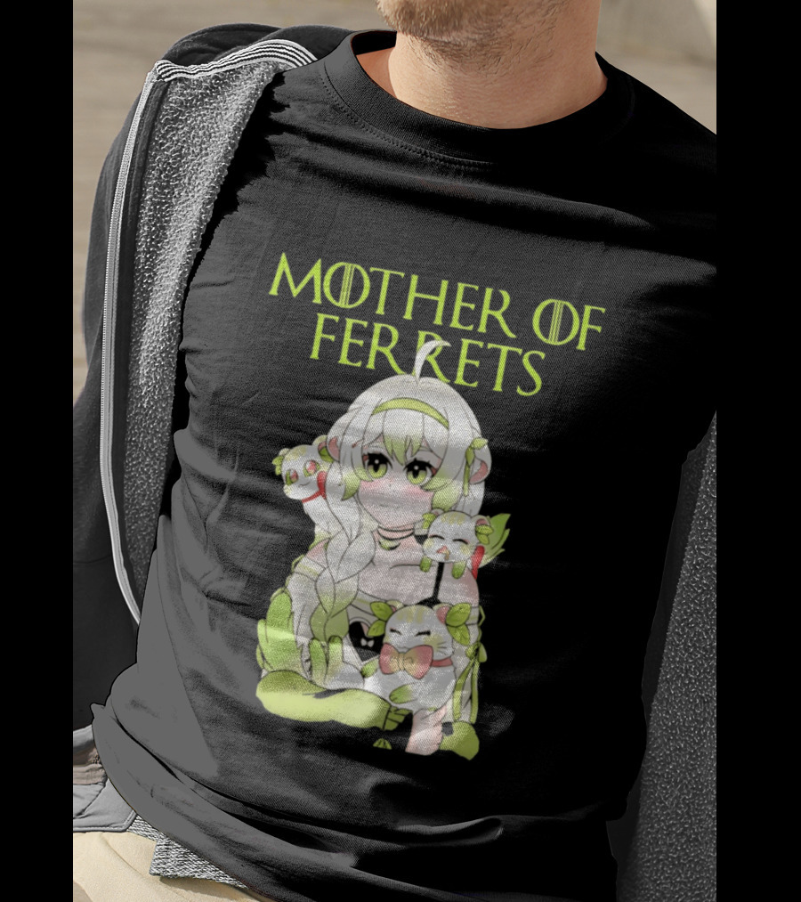 Mother Of Ferrets Anime Girl Ferret Lover Cute Kawaii T-Shirt