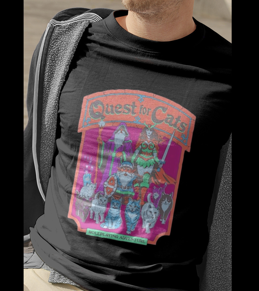 Quest For Cats Fantasy Roleplaying Adventure Mage Warriors And Cats T-Shirt