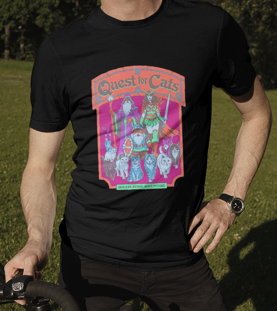 Quest For Cats Fantasy Roleplaying Adventure Mage Warriors And Cats T-Shirt