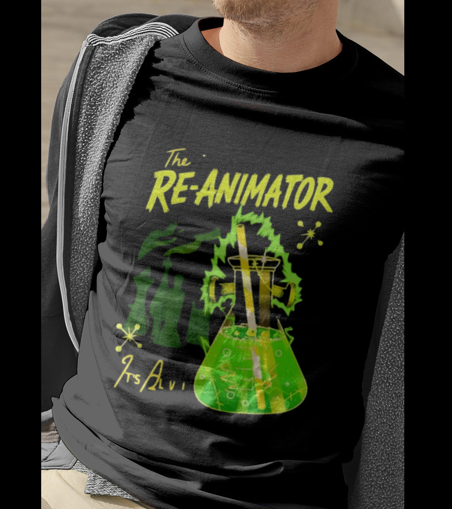 The Re Animator It's Alive Green Lab Flask Horror Film T-Shirt