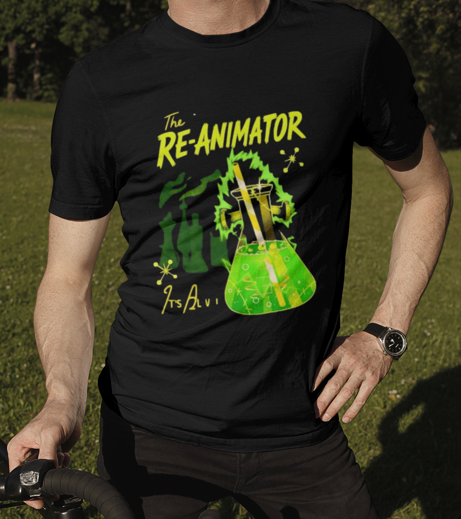 The Re Animator It's Alive Green Lab Flask Horror Film T-Shirt