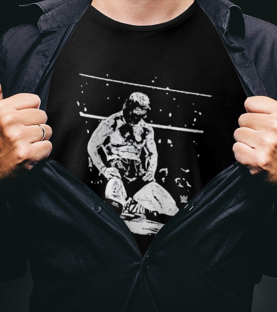 Rey Mysterio WWE Kneeling Pose Iconic Wrestler Image T-Shirt