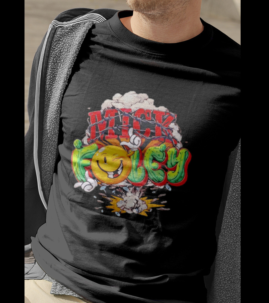 Mick Foley Cactus Smiley Face Barbed Wire Explosive Burst T-Shirt