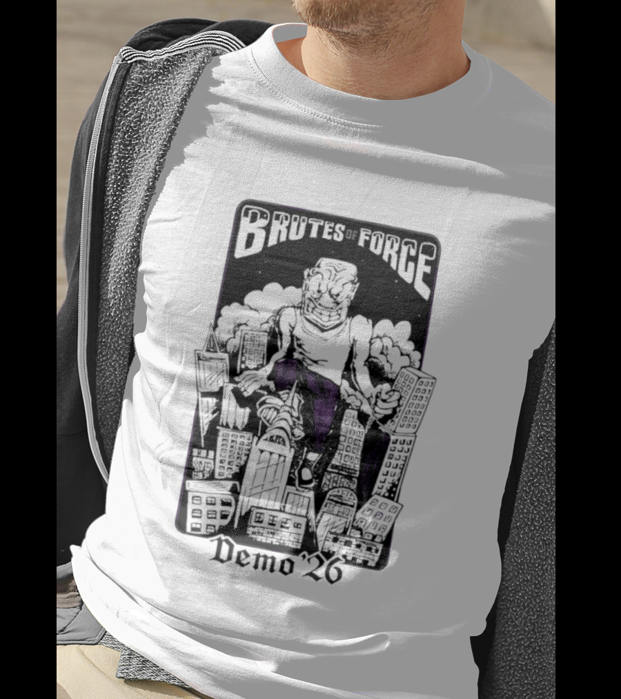 Brutes Of Force Demo '26 Hardcore Punk Band Monster Destroying City T-Shirt