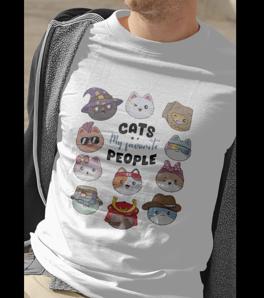Cats Are My Favorite People Cute Wizard Ninja Cowboy Kawaii Kittens T-Shirt
