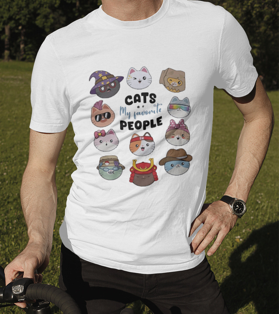 Cats Are My Favorite People Cute Wizard Ninja Cowboy Kawaii Kittens T-Shirt