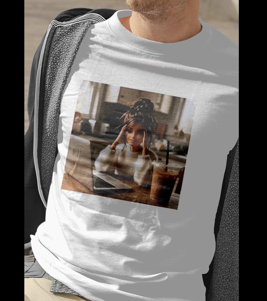 Crashing Out Barbie Girl With Coffee And Laptop Vibes T-Shirt