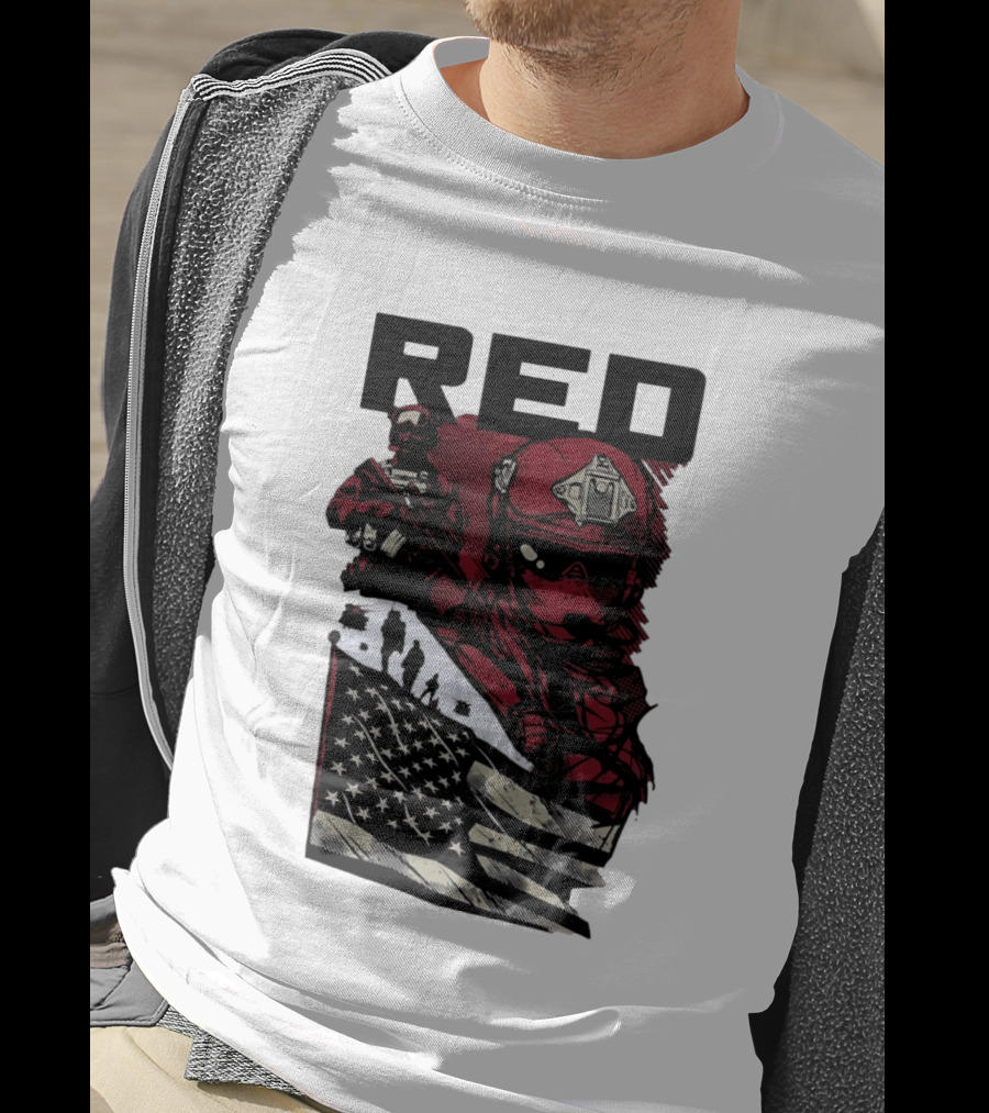 Red Military Special Forces Soldier American Flag T-Shirt