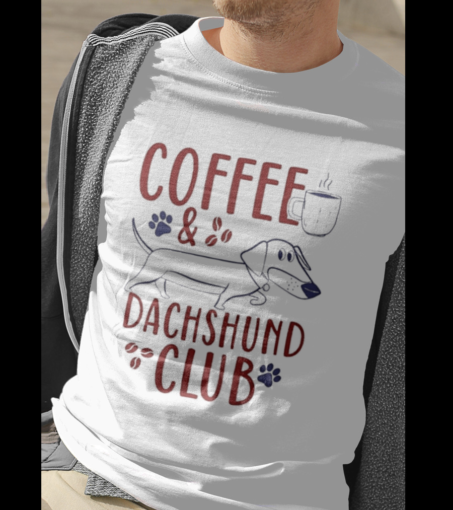 Coffee And Dachshund Club Paw Print Caffeine Espresso T-Shirt