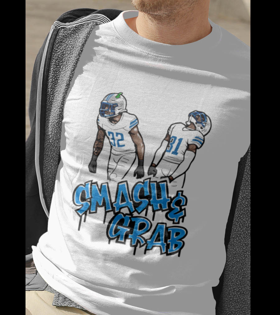 Detroit Lions Smash And Grab Football Players 32 And 31 Sports Fan Gear T-Shirt