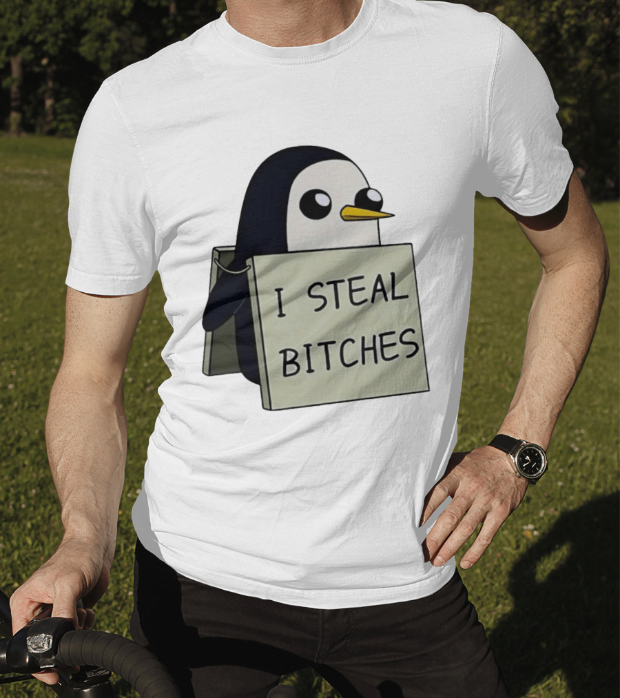 Gunter The Penguin I Steal Bitches Adventure Time Iconic Character Humor T-Shirt