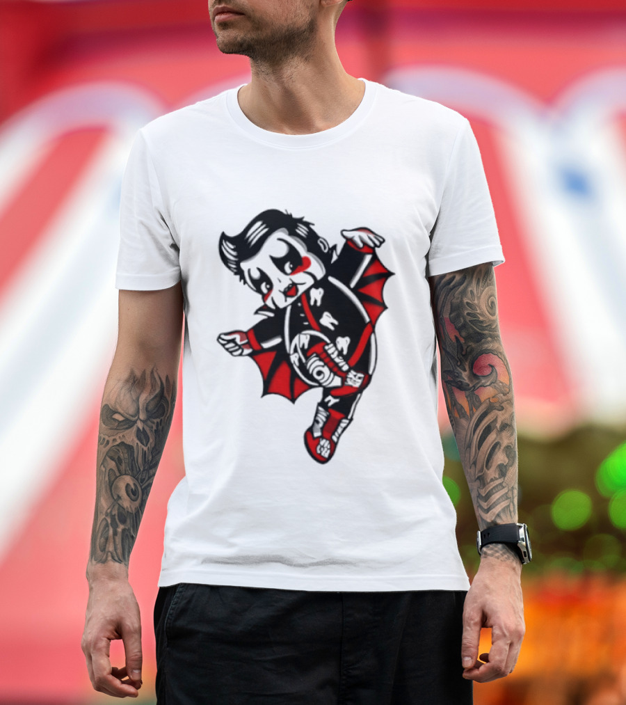 Little Vampire Kewpie Doll With Wings Teeth And Red Details T-Shirt