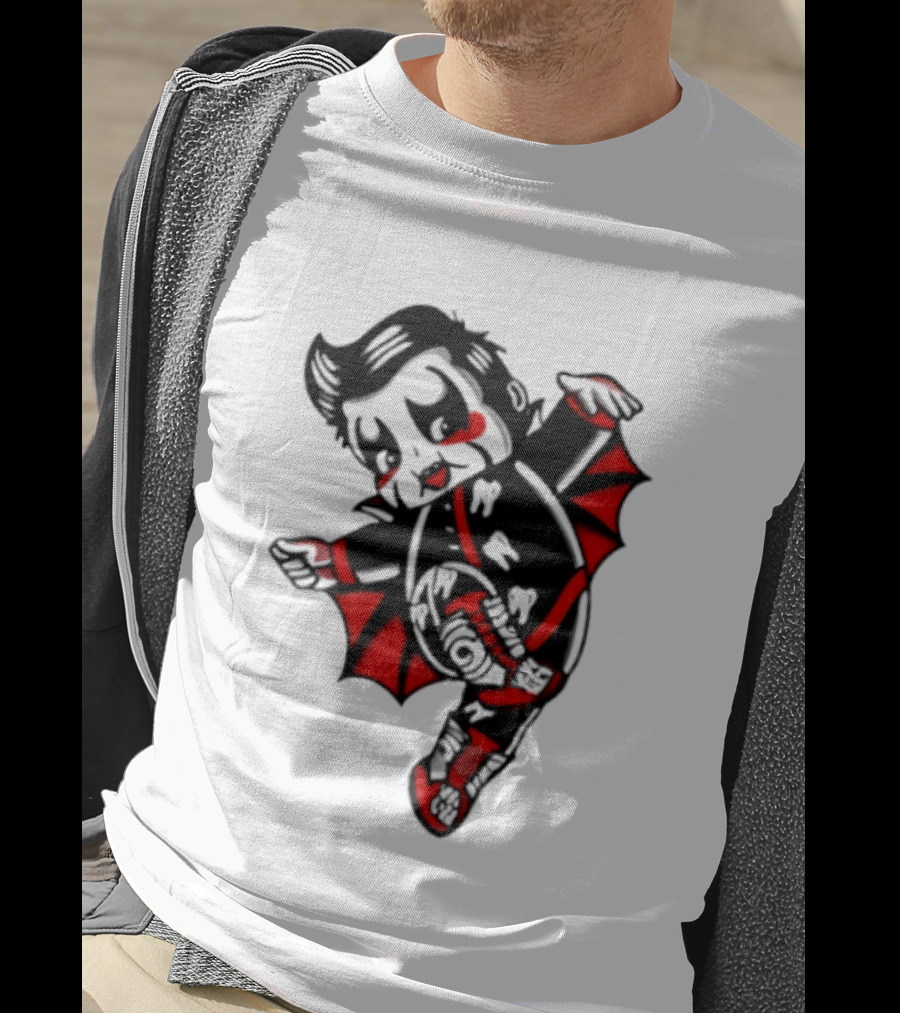 Little Vampire Kewpie Doll With Wings Teeth And Red Details T-Shirt