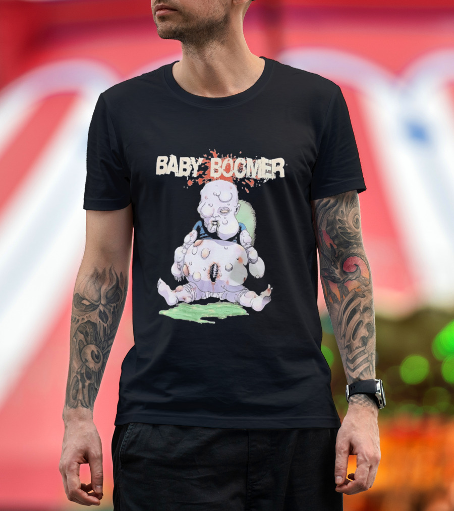 Baby Boomer Zombie Mutant Infant Horror Creepy Cartoon Character Rugged T-Shirt