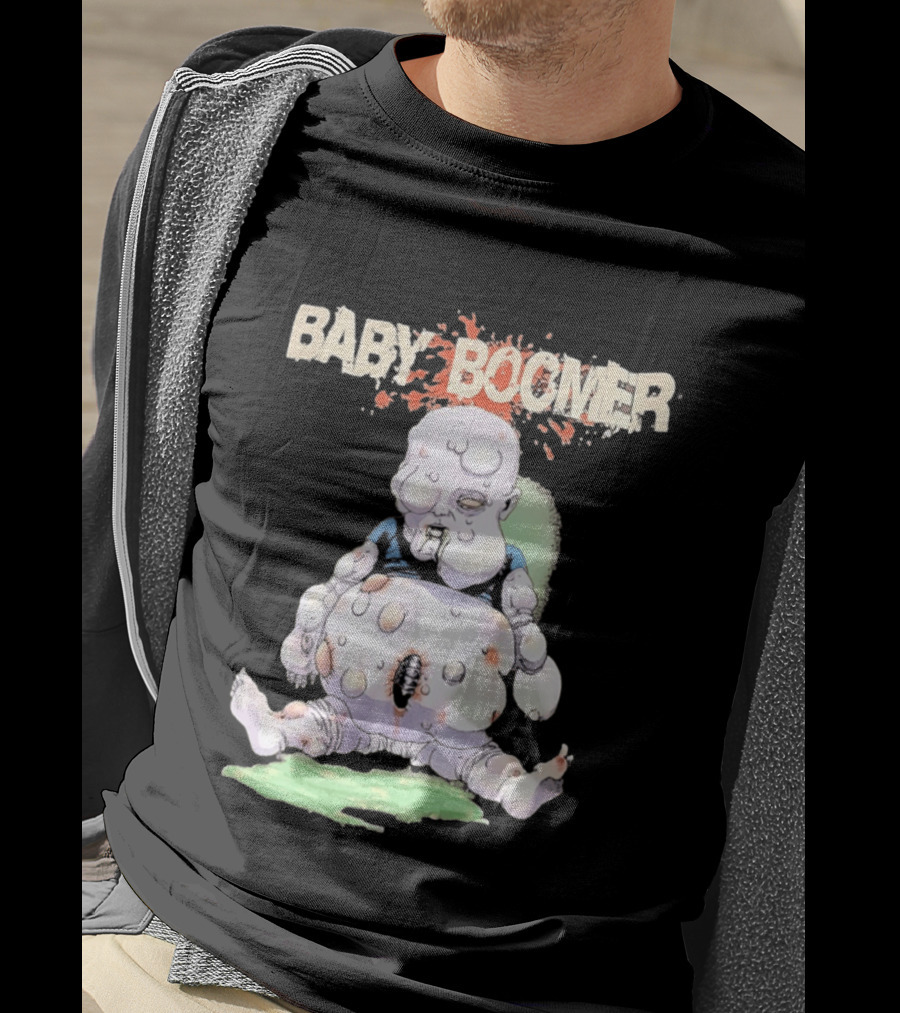 Baby Boomer Zombie Mutant Infant Horror Creepy Cartoon Character Rugged T-Shirt