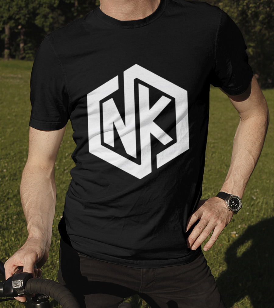 NK Minimalist Hexagon Symbol White Marble Effect T-Shirt