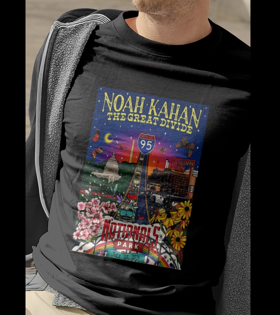 Noah Kahan The Great Divide Nationals Park July 22 2026 Washington D C Interstate 95 Capitol Flowers Butterflies T-Shirt