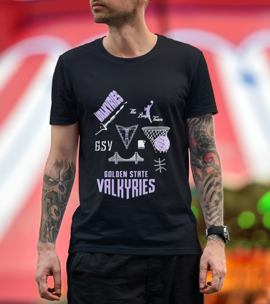 Golden State Valkyries The Bay's Team Basketball Collage GSV Bridge Sword T-Shirt