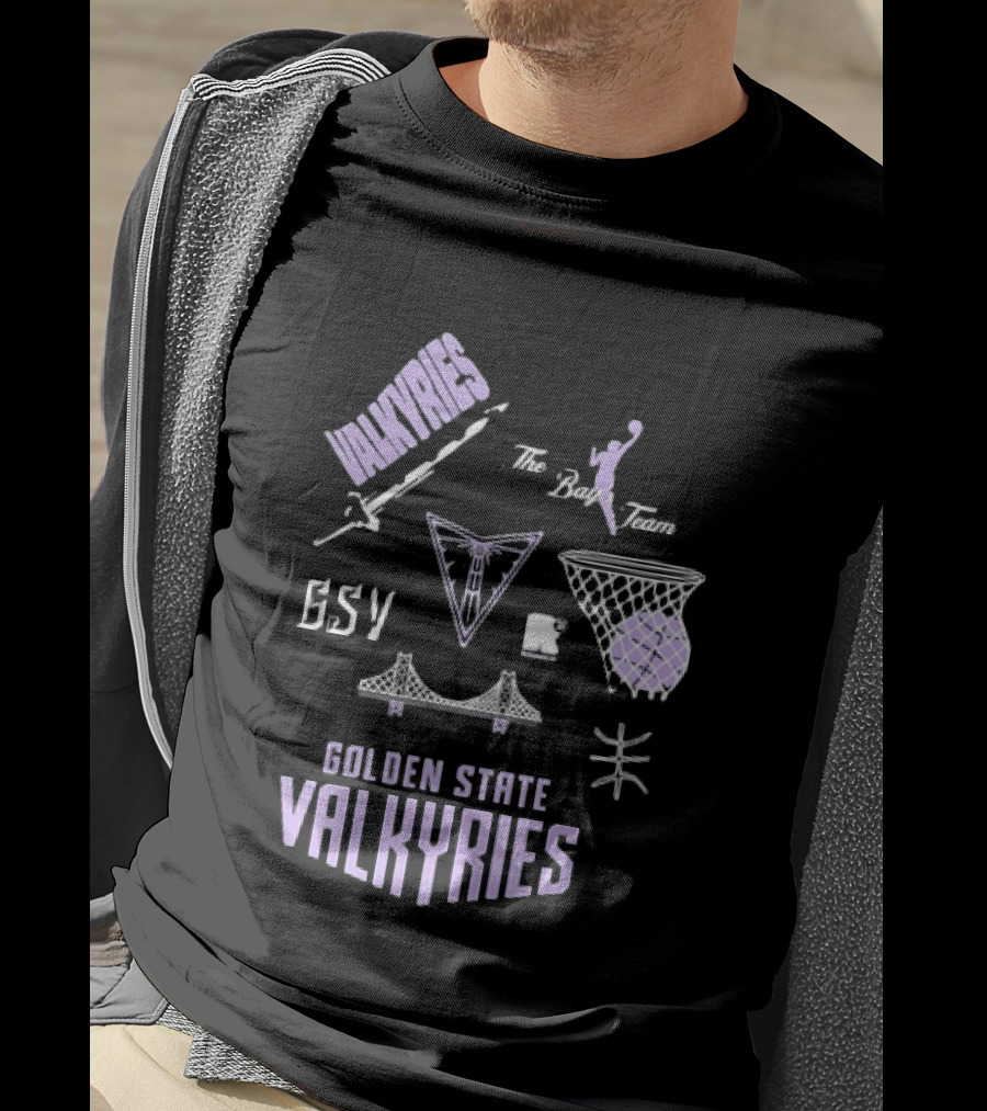 Golden State Valkyries The Bay's Team Basketball Collage GSV Bridge Sword T-Shirt