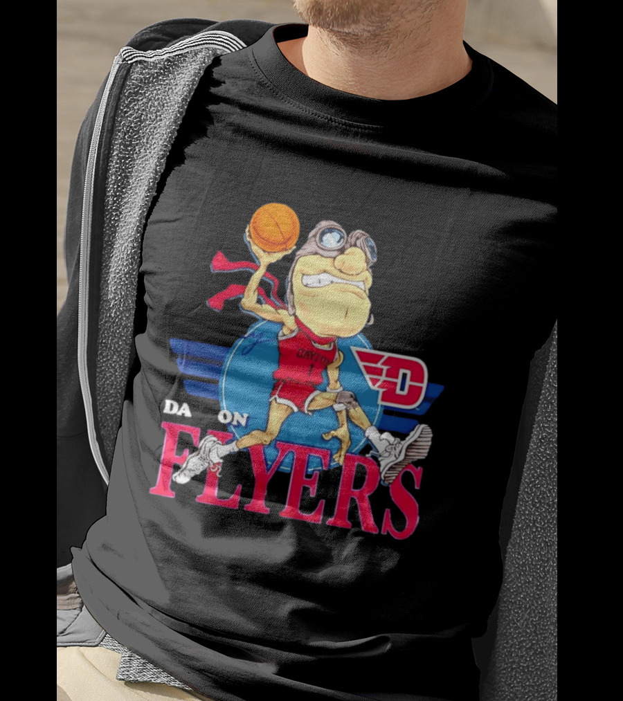 Dayton Flyers Rudy Dunking Basketball Cartoon T-Shirt