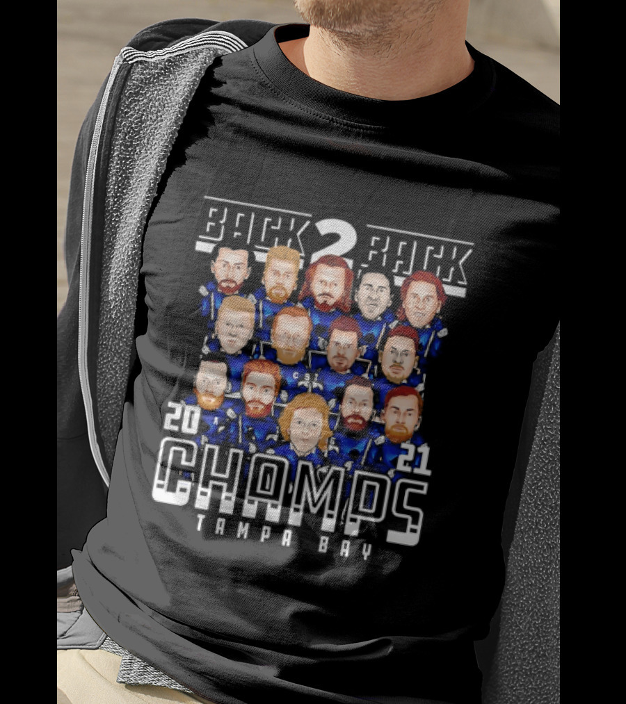 Tampa Bay Lightning Back 2 Back 2021 Champs Team T-Shirt