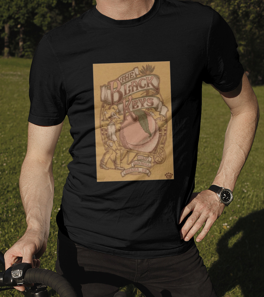 The Black Keys Omaha NE July 20 2026 Peach Cart Astro Amphitheater T-Shirt