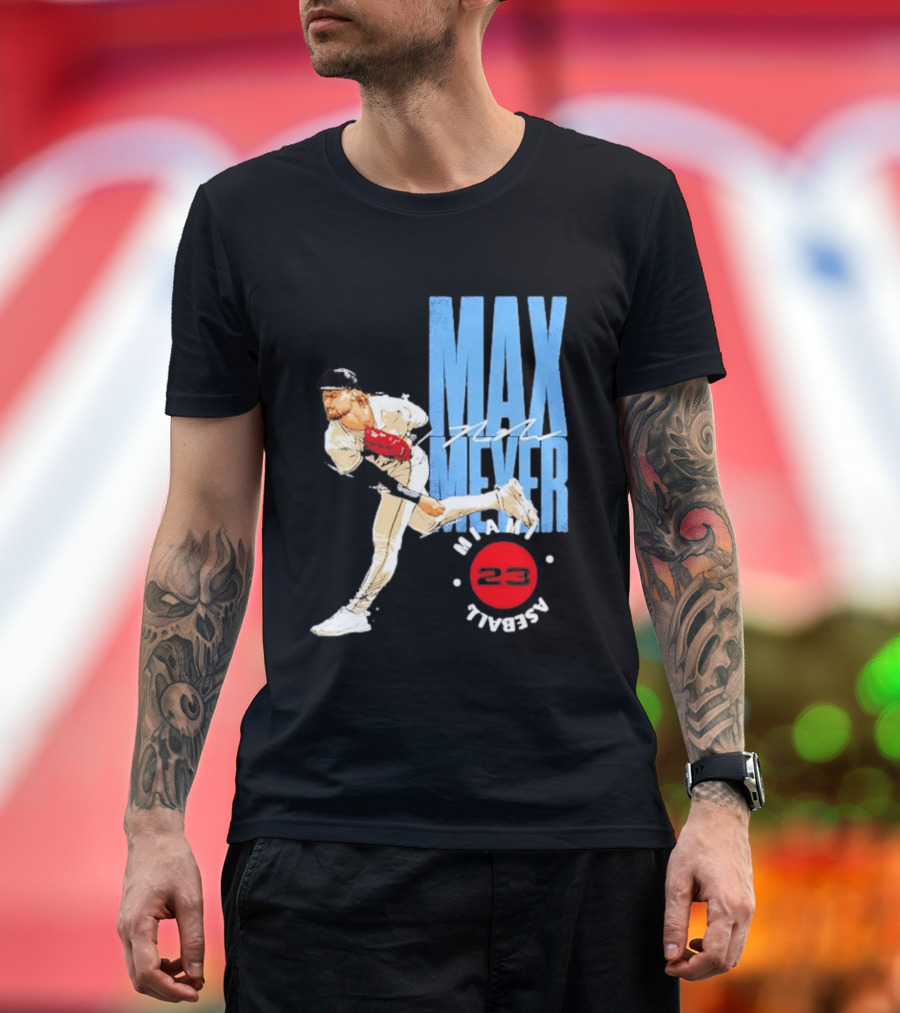 Max Meyer Miami Marlins Baseball 23 Stamp T-Shirt