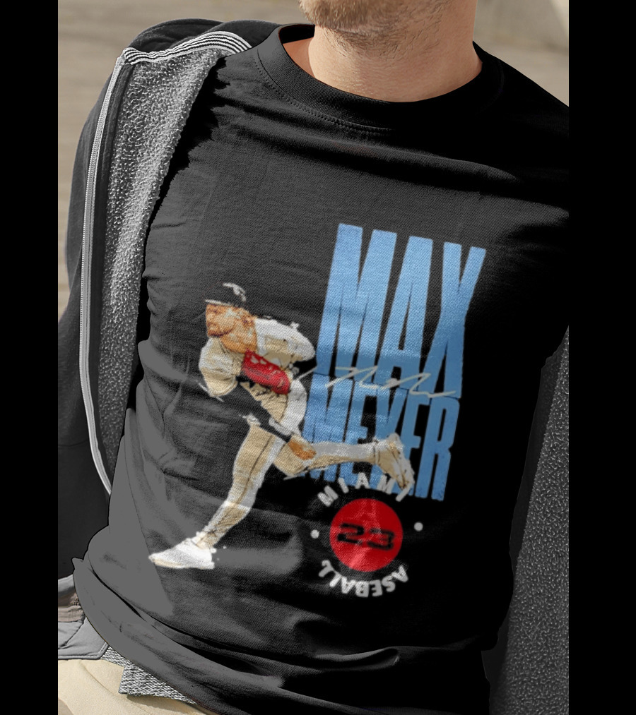 Max Meyer Miami Marlins Baseball 23 Stamp T-Shirt