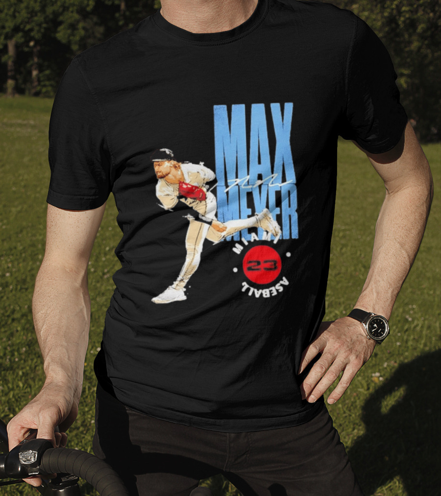 Max Meyer Miami Marlins Baseball 23 Stamp T-Shirt