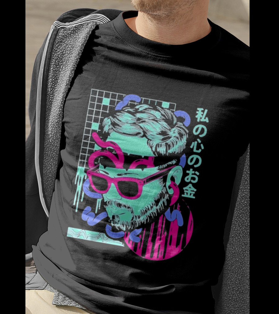 Vaporwave Aesthetic Japanese Cyberpunk Sunglasses Drip Grid T-Shirt