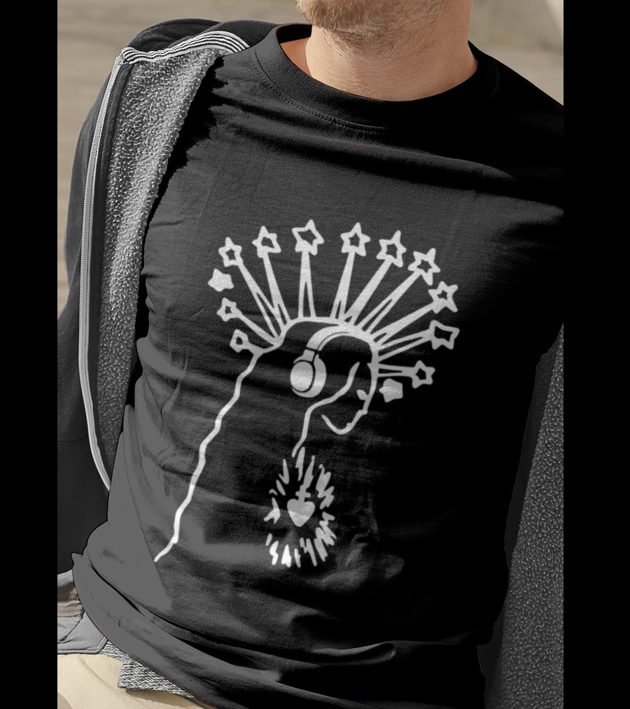Virgin Mary Sacred Heart Headphones And Star Halo T-Shirt
