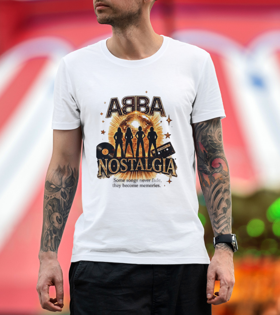ABBA Nostalgia Some Songs Never Fade Memories Disco Vinyl Cassette T-Shirt
