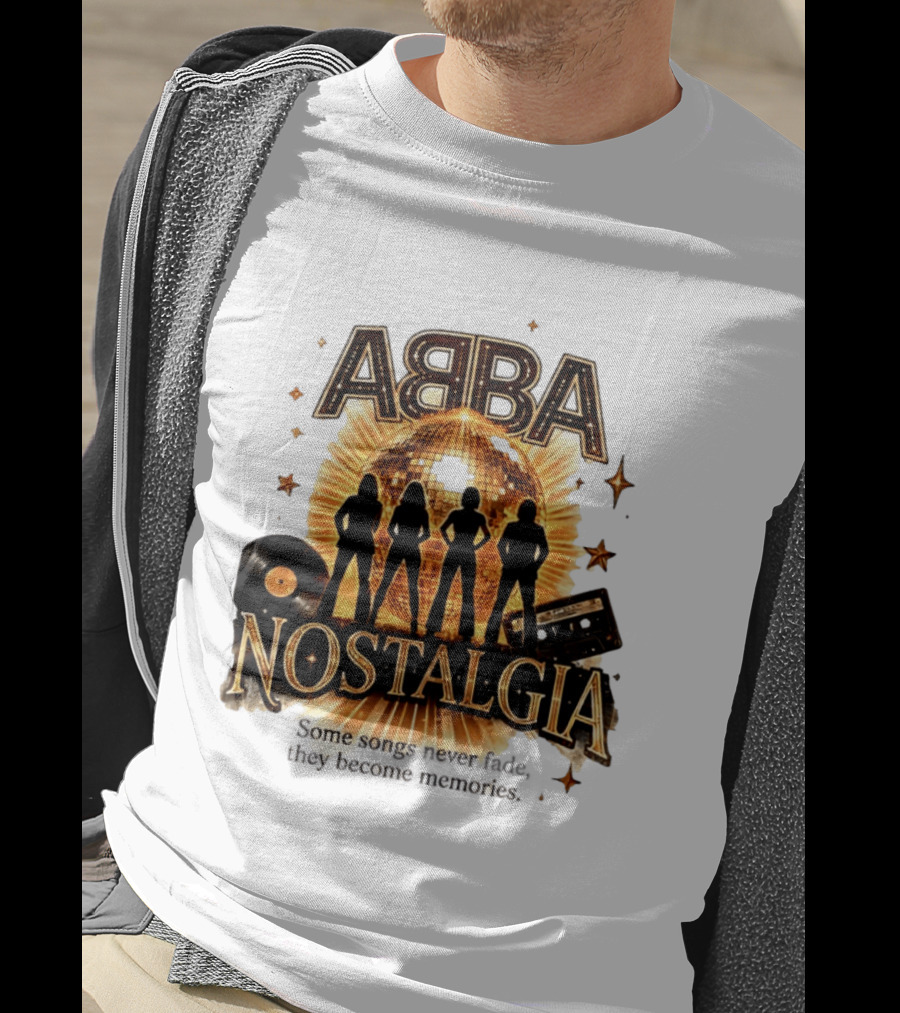 ABBA Nostalgia Some Songs Never Fade Memories Disco Vinyl Cassette T-Shirt