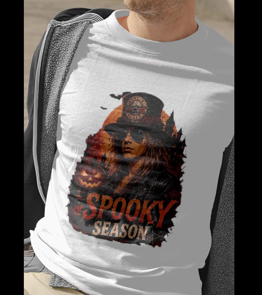 Spooky Season Buns N' Roses Halloween Pumpkin Slash T-Shirt