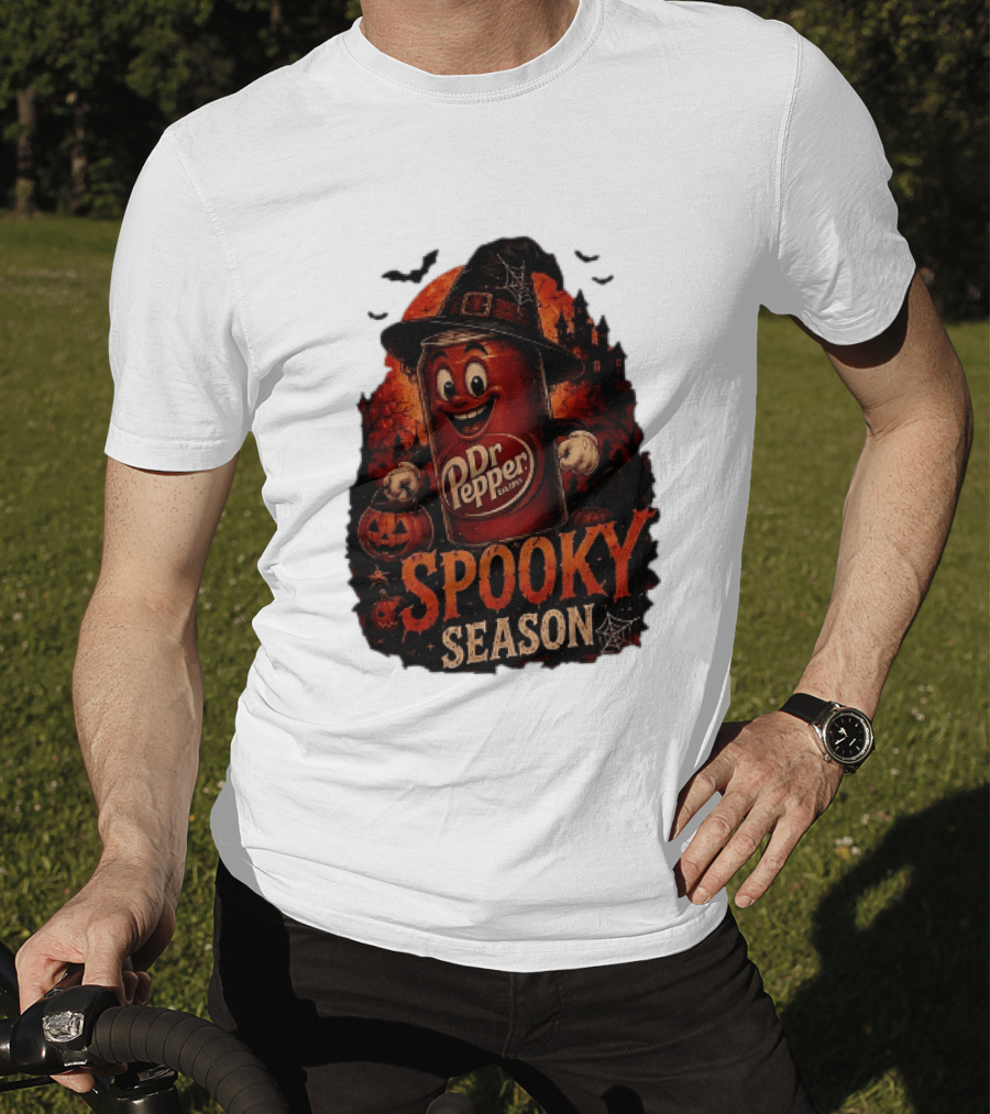 Dr Pepper Halloween Witch Can Spooky Season With Jack O' Lantern And Bats T-Shirt