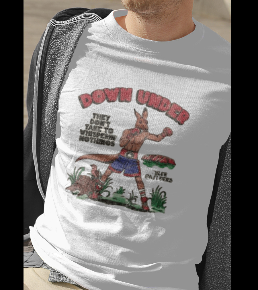 Down Under They Don't Take To Whisperin Nothings Boxing Kangaroo T-Shirt