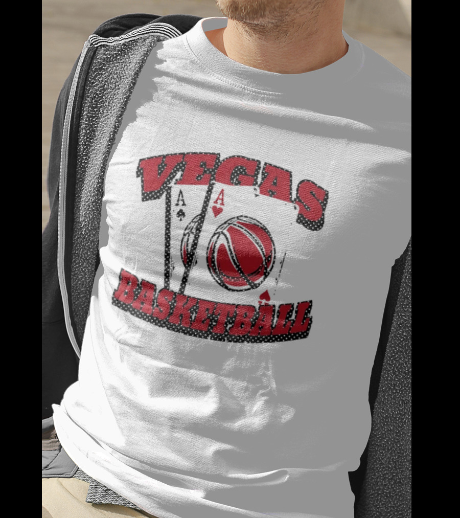Vegas Basketball Poker Aces Playing Cards Red T-Shirt