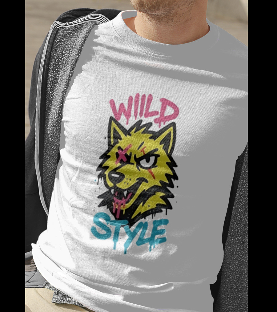 Wild Wolf Wild Style Graffiti Art Urban Streetwear T-Shirt