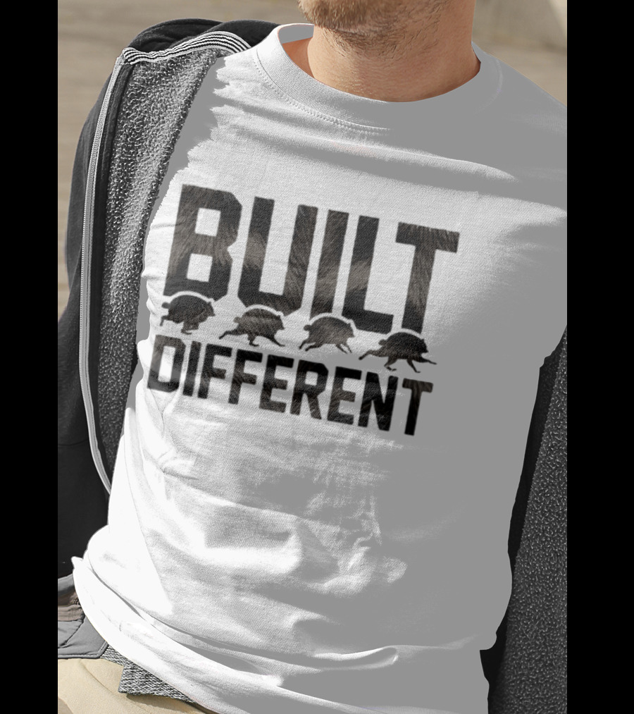Raccoon Built Different Fur Text With Four Running Raccoons T-Shirt