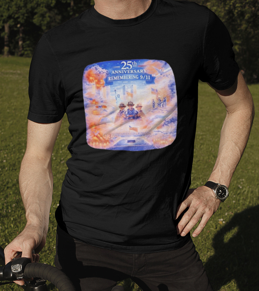 25th Anniversary Remembering 9/11 Memorial 2001 2026 Never Forget America T-Shirt