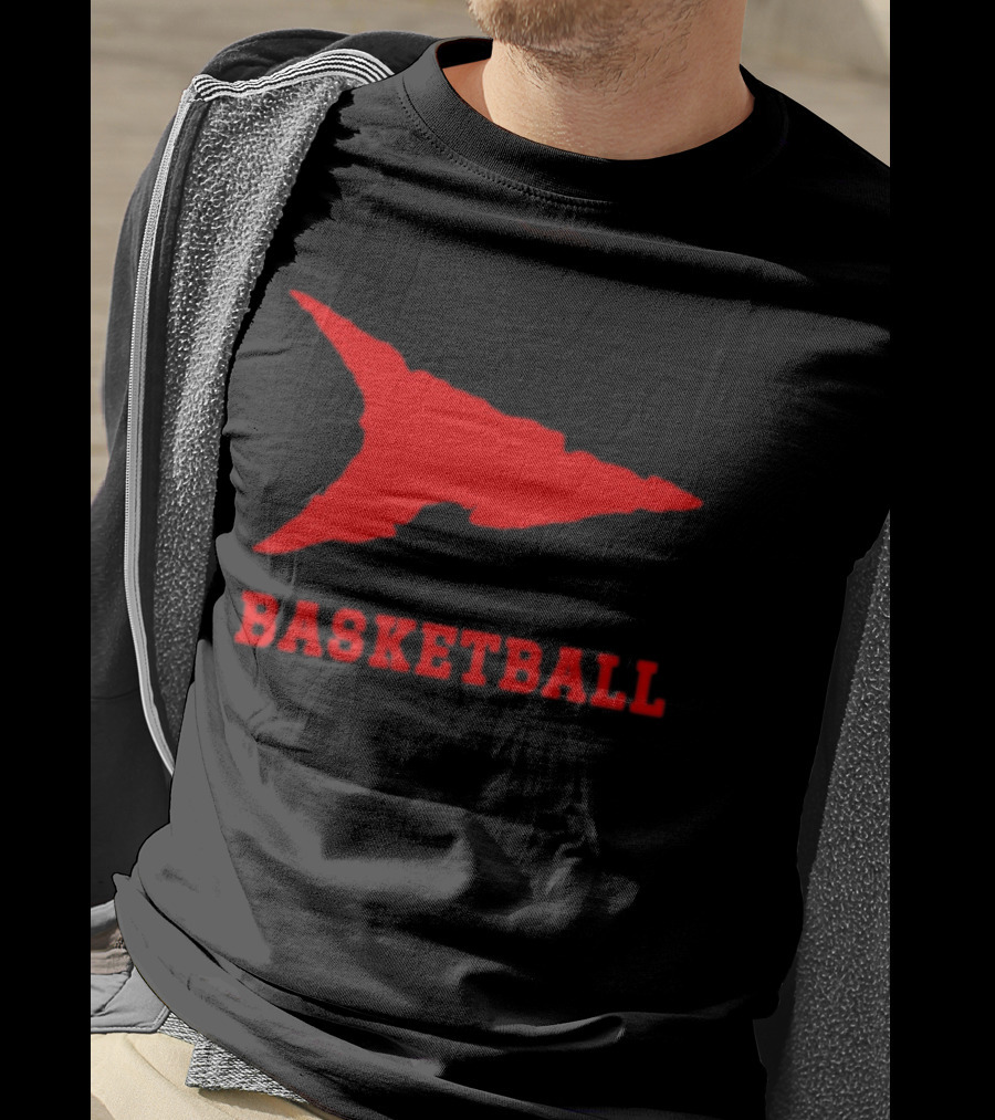Basketball Red Arrowhead Flame Shape Lettering T-Shirt