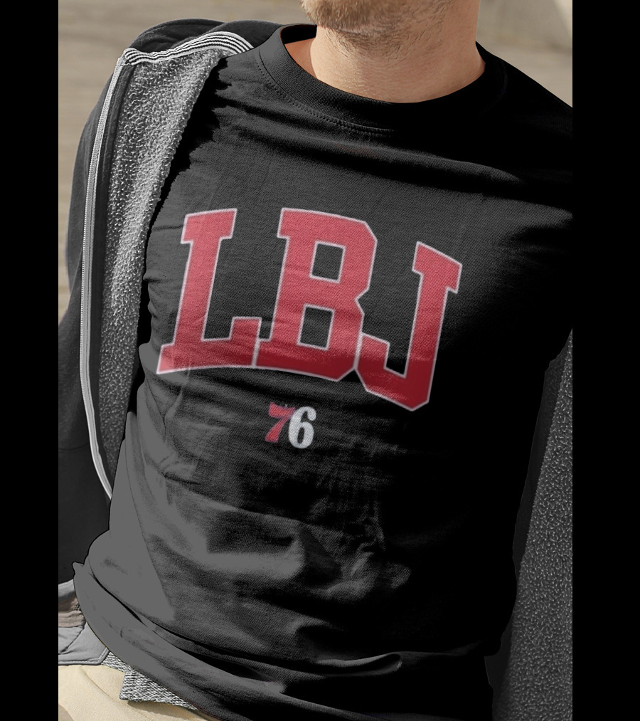 LBJ 76ers Red And White Text Combination T-Shirt