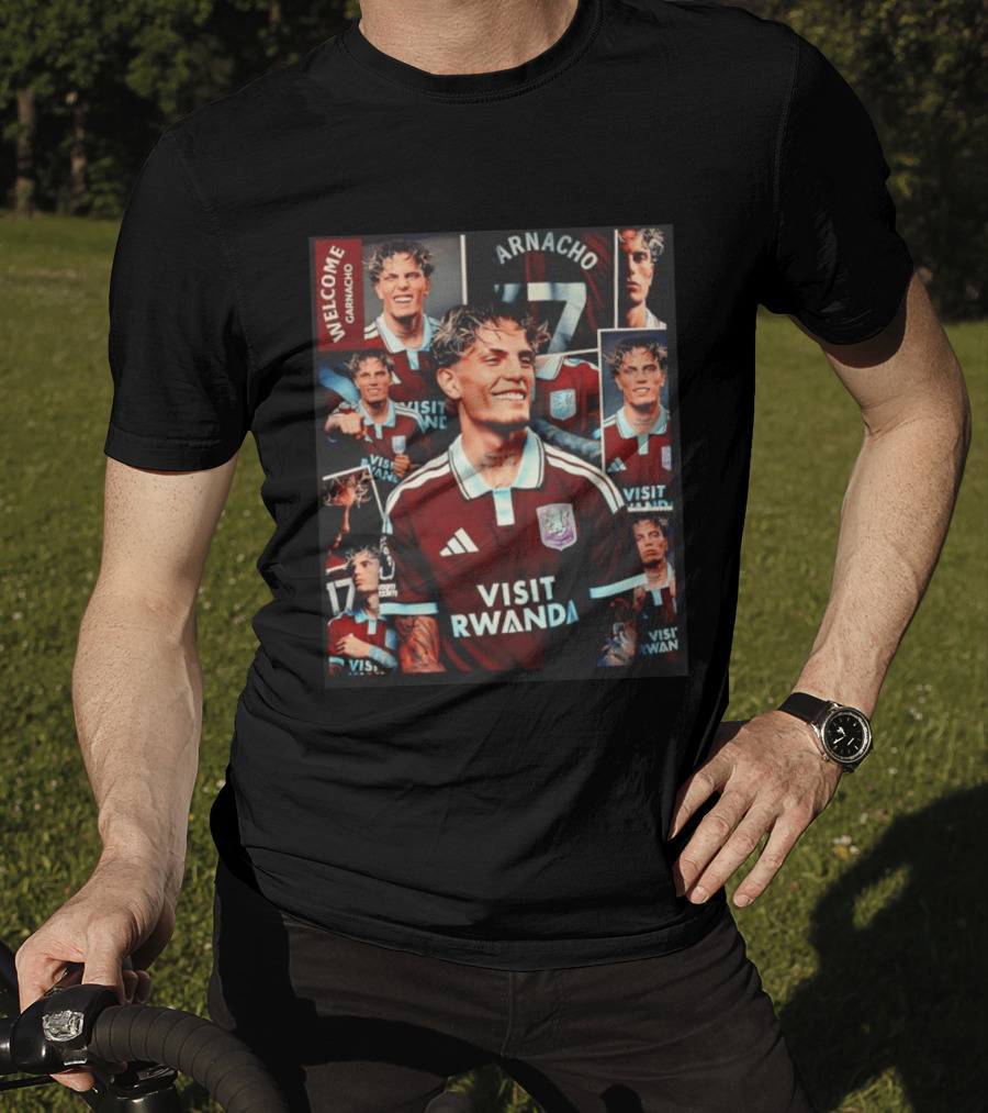 Visit Rwanda Garnacho Welcome Aston Villa 17 Collage T-Shirt