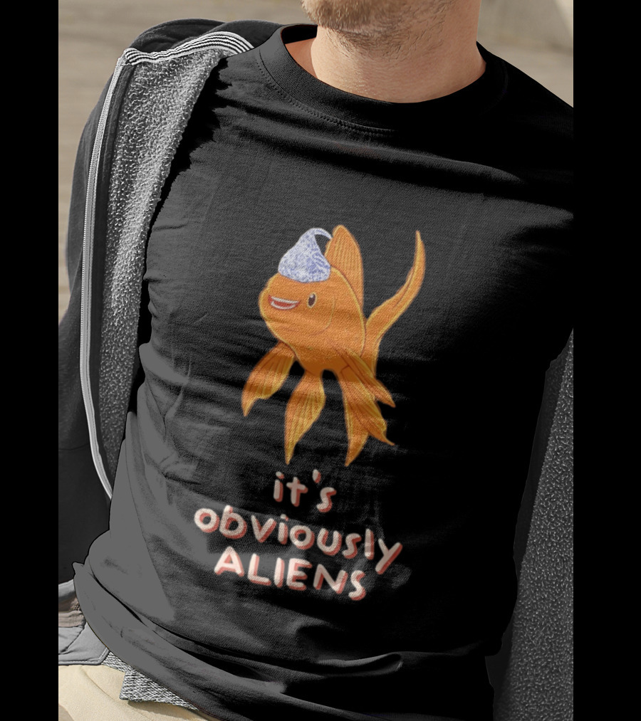 Goldfish Tin Foil Hat It's Obviously Aliens T-Shirt