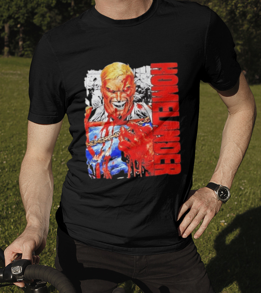 Homelander The Boys Superhero Cartoon Blood Splattered Image T-Shirt