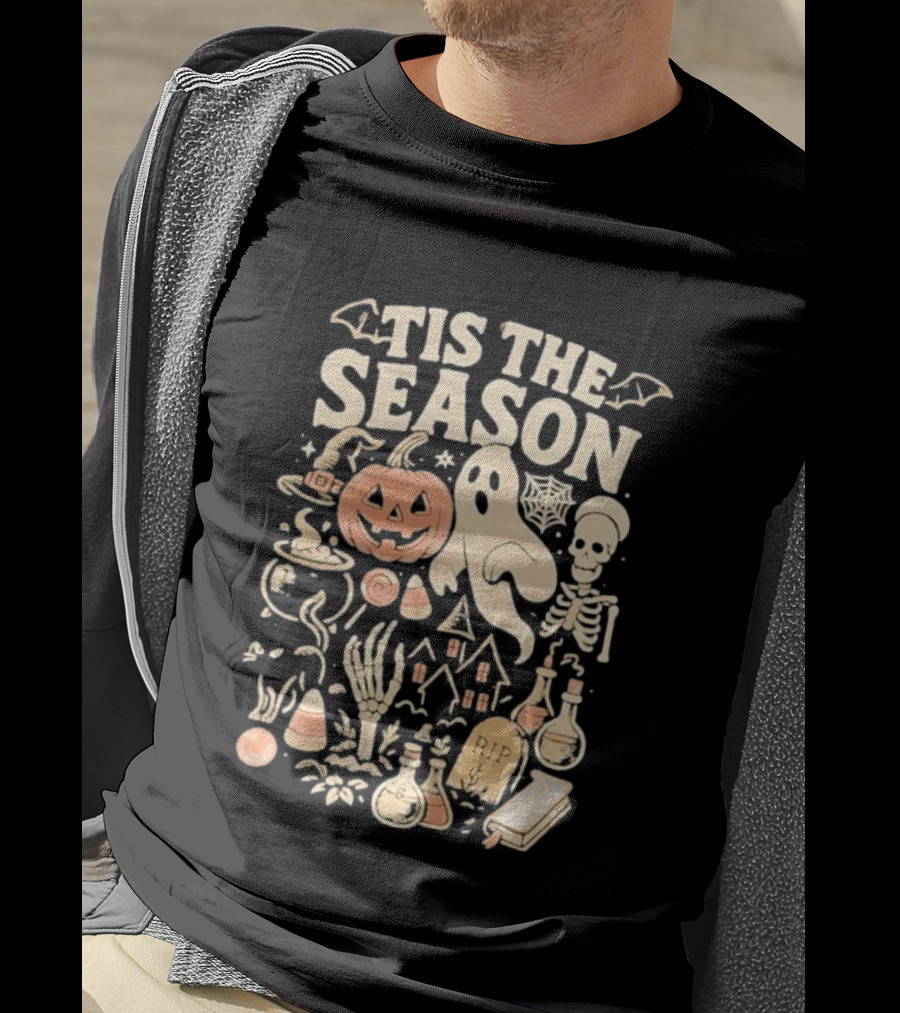 Tis The Season Pumpkin Ghost Skeleton Halloween 2026 T-Shirt