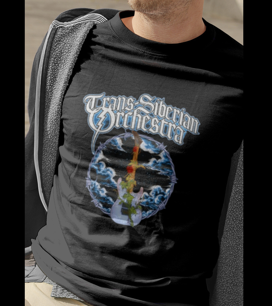 Trans Siberian Orchestra Cloud Guitar With Barbed Wire And Roses T-Shirt