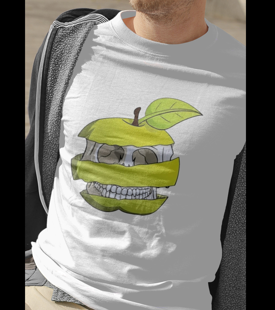 Skull Apple Forbidden Fruit Creative Slice T-Shirt