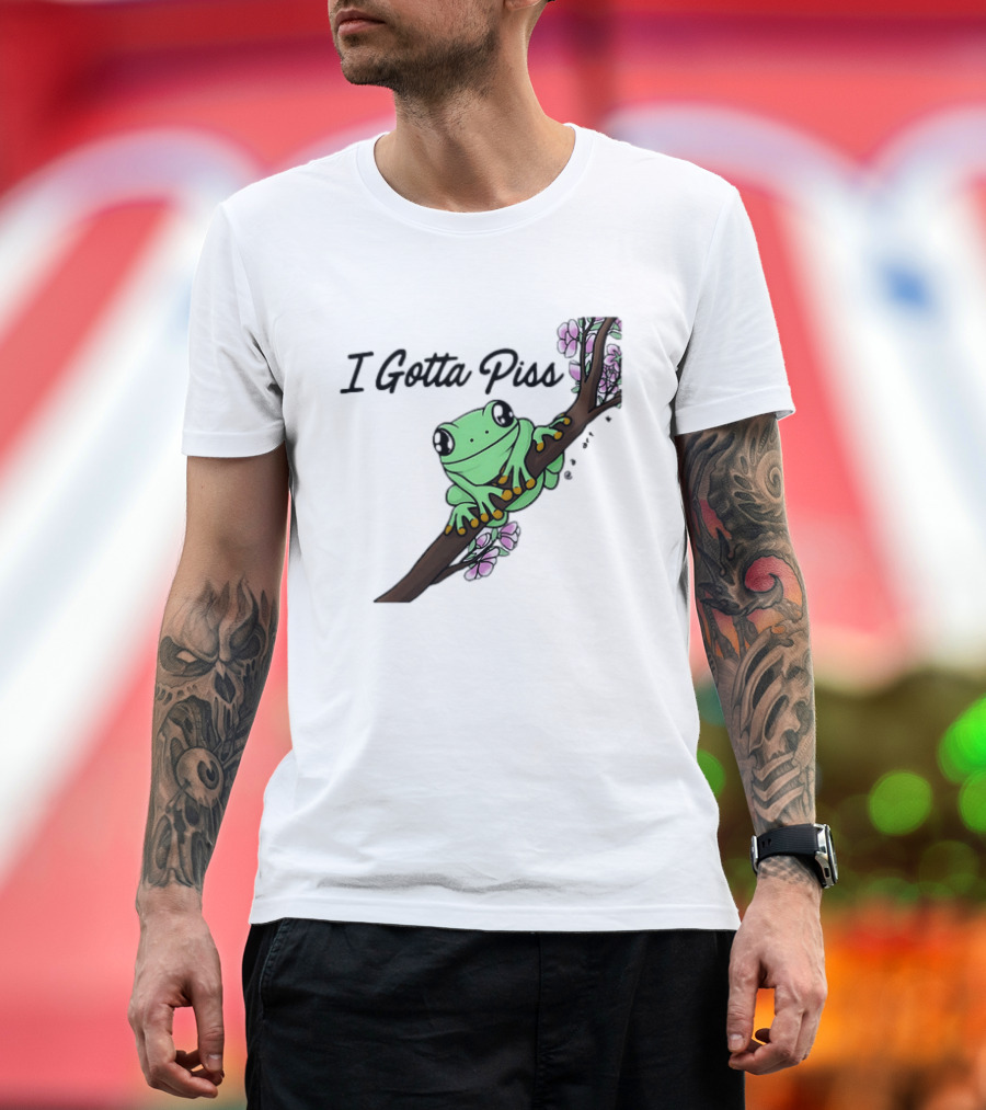 I Gotta Piss Frog On Branch With Flowers T-Shirt